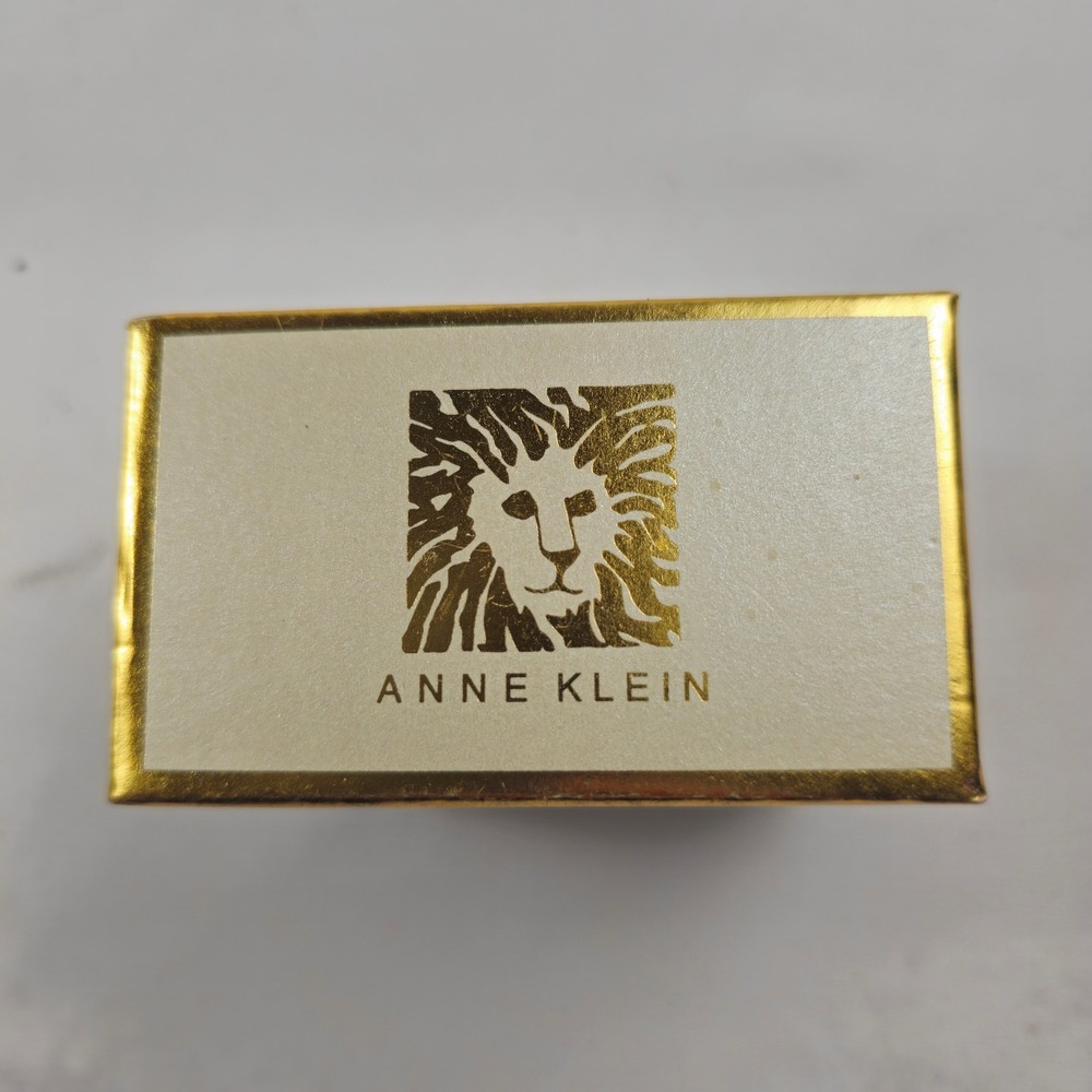 Anne Klein Gold Tone Bangle Bracelet Set Heart Charm Love Script Boxed Gift Set